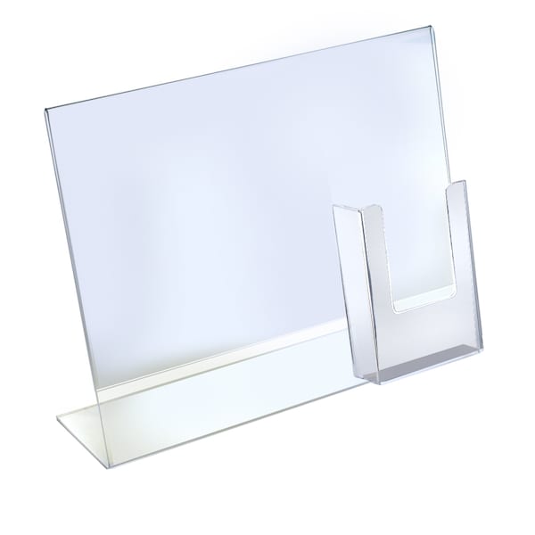 Angled Sign Holder w/ Trifold Pocket Overall Size: 14"W x 11"H, PK2
